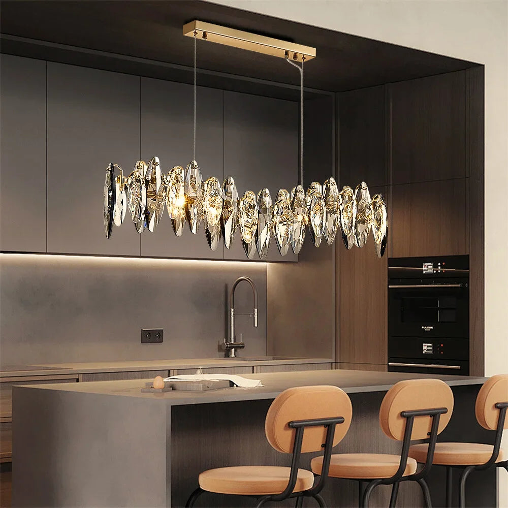 Cascadia Pendant Light-Luxurious Dining Room/lsland Smoke Gray Crystal Lamp