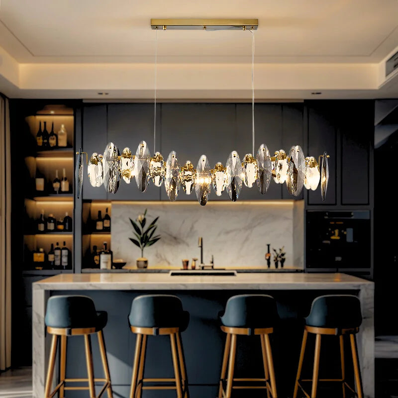 Cascadia Pendant Light-Luxurious Dining Room/lsland Smoke Gray Crystal Lamp