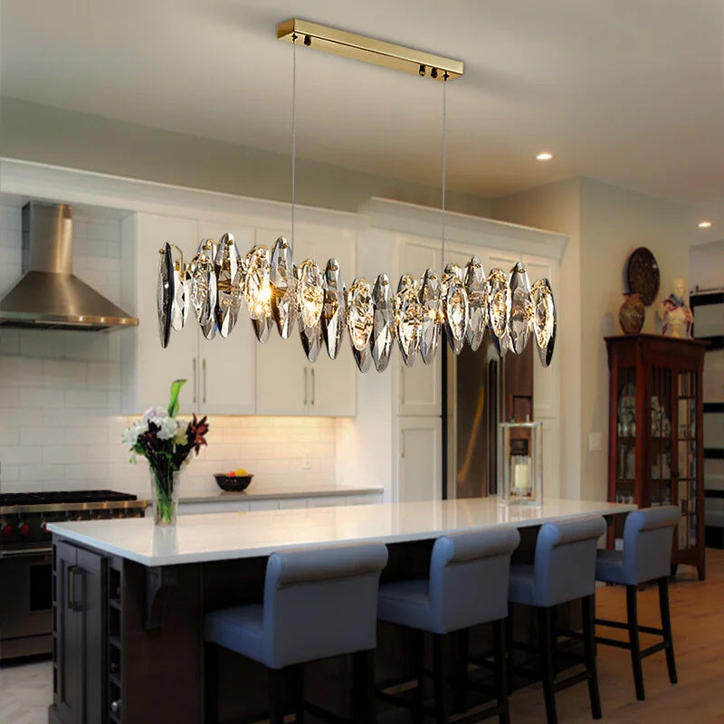 Cascadia Pendant Light-Luxurious Dining Room/lsland Smoke Gray Crystal Lamp