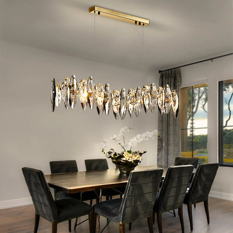 Cascadia Pendant Light-Luxurious Dining Room/lsland Smoke Gray Crystal Lamp