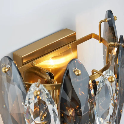 Cascadia Smoke Gray Crystal Wall Sconce for Living Room & Bedroom