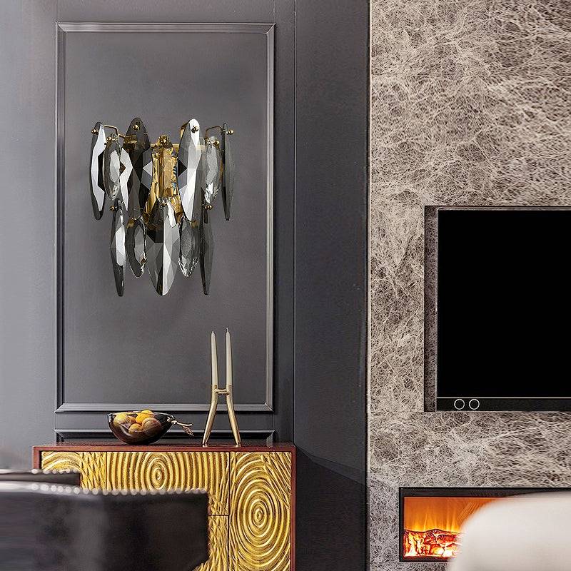 Cascadia Sconce-Luxurious Modern Smoke Gray Crystal Wall Light Fixture