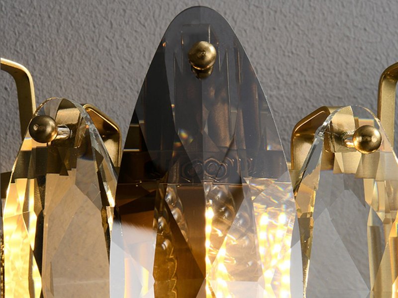 Cascadia Sconce-Luxurious Modern Smoke Gray Crystal Wall Light Fixture Detail