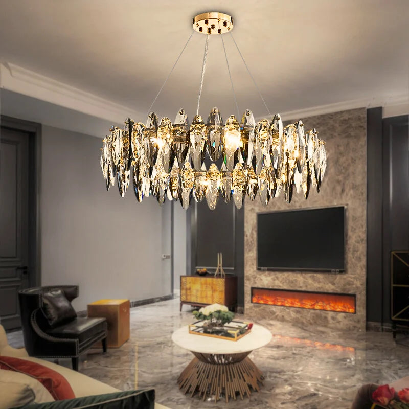 Cascadia Chandelier-Large Modern Gray Crystal Chandelier For Living Room