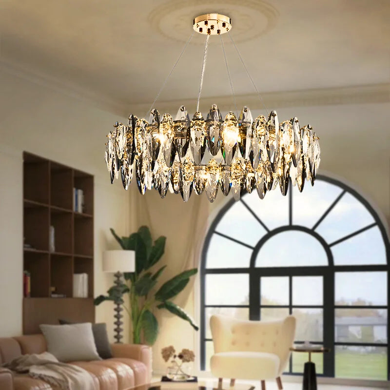 Cascadia Chandelier-Large Modern Gray Crystal Chandelier For Living Room