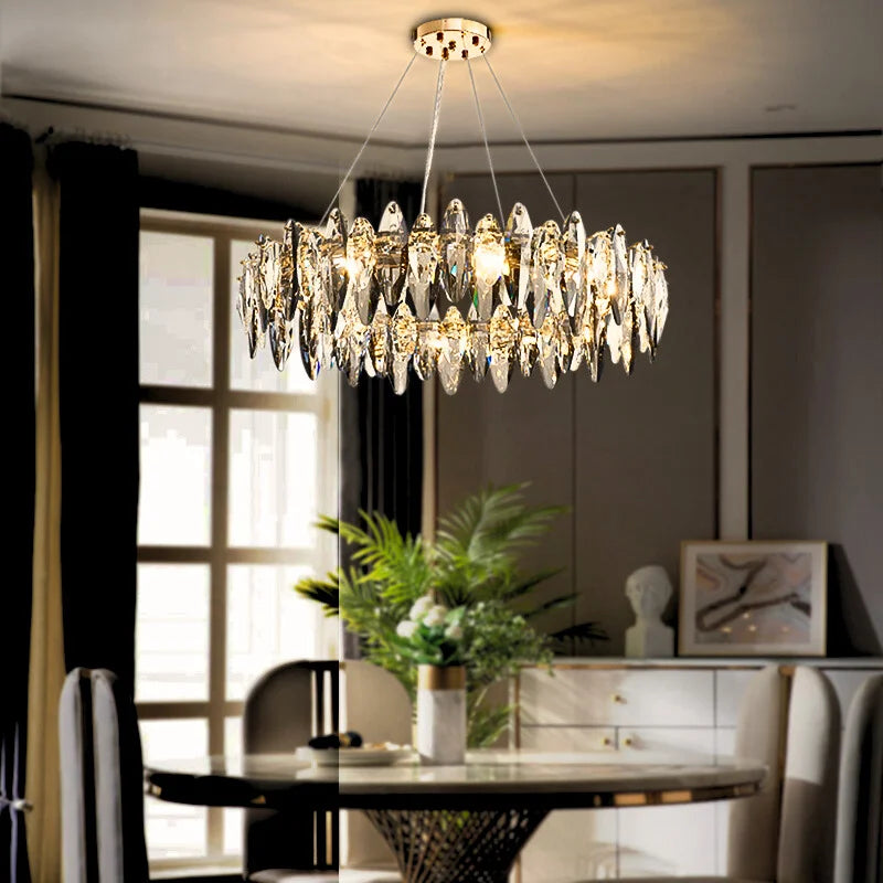 Cascadia Chandelier-Large Modern Gray Crystal Chandelier For Living Room