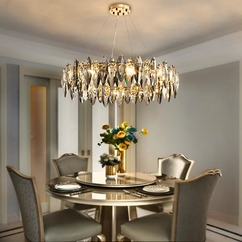 Cascadia Chandelier-Large Modern Gray Crystal Chandelier For Living Room