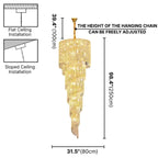 Celis Large Gold Crystal Staircase Chandelier for Tall Foyers & Stairwells