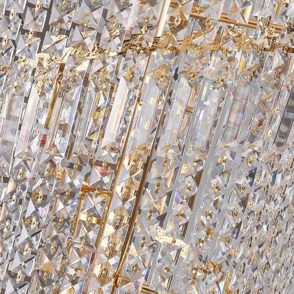 Celis Large Gold Crystal Staircase Chandelier for Tall Foyers & Stairwells