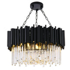 matte black hanging chandelier with crystal design