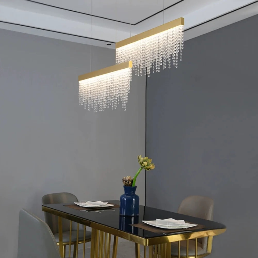 Chrome and Crystal Chandelier