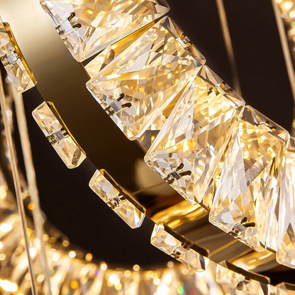 Cirra Staircase Chandelier-Modern Gold/Chrome Led Crystal Lighting Fixture For Stair Detail