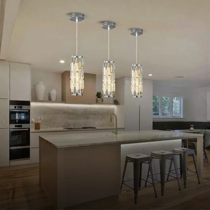 Clyo Black/Gold/Chrome Crystal Pendant Lights for Kitchen Island