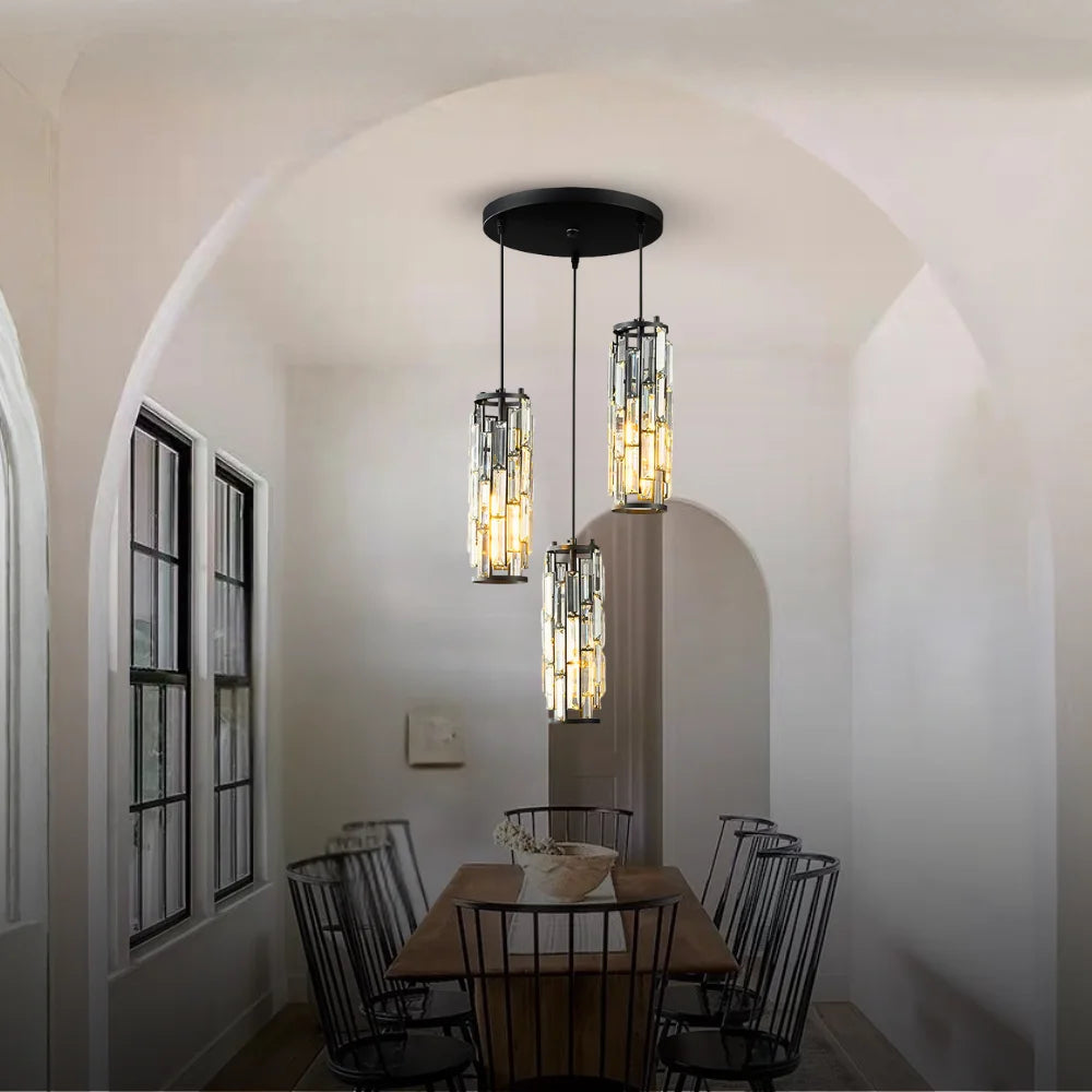 Clyo Crystal Pendant Lights for Kitchen Island, Dining Room & Hallway