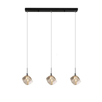 Core Black Modern Crystal Pendant Light for Kitchen Island & Dining Room