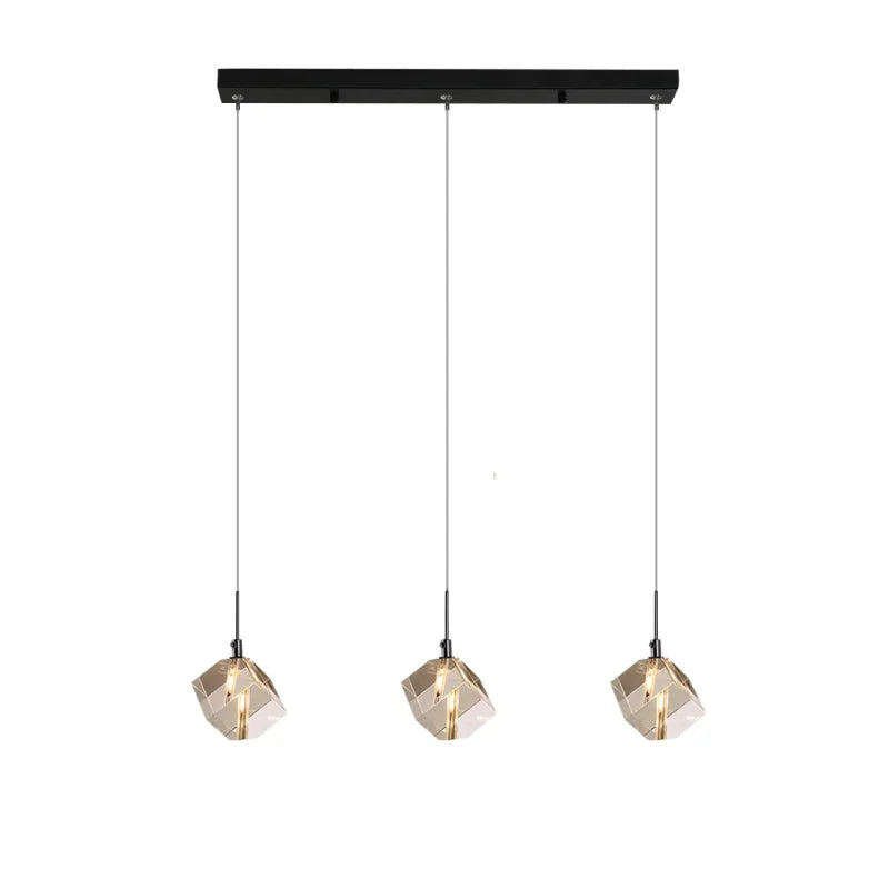 Core Black Modern Crystal Pendant Light for Kitchen Island & Dining Room