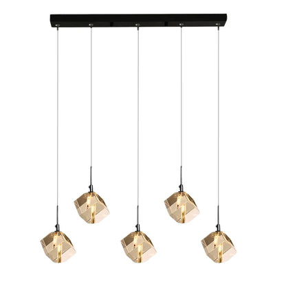 Core Black Modern Crystal Pendant Light for Kitchen Island & Dining Room