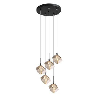 Core Black Modern Crystal Pendant Light for Kitchen Island & Dining Room