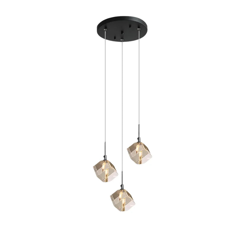 Core Black Modern Crystal Pendant Light for Kitchen Island & Dining Room