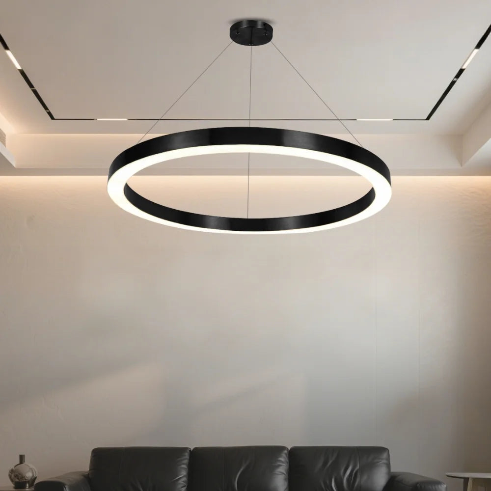 black chandelier with white shades