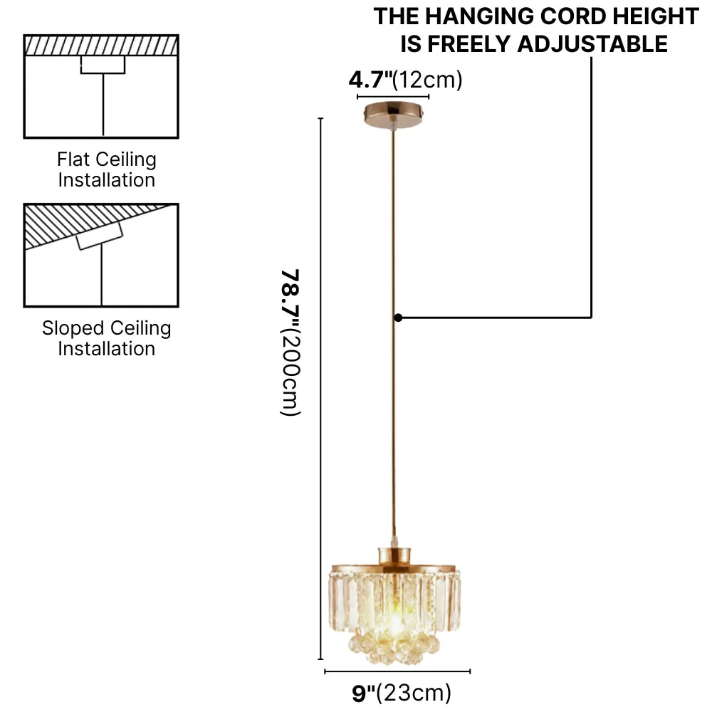 small crystal pendant light