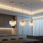 gold hanging light for kitchen island