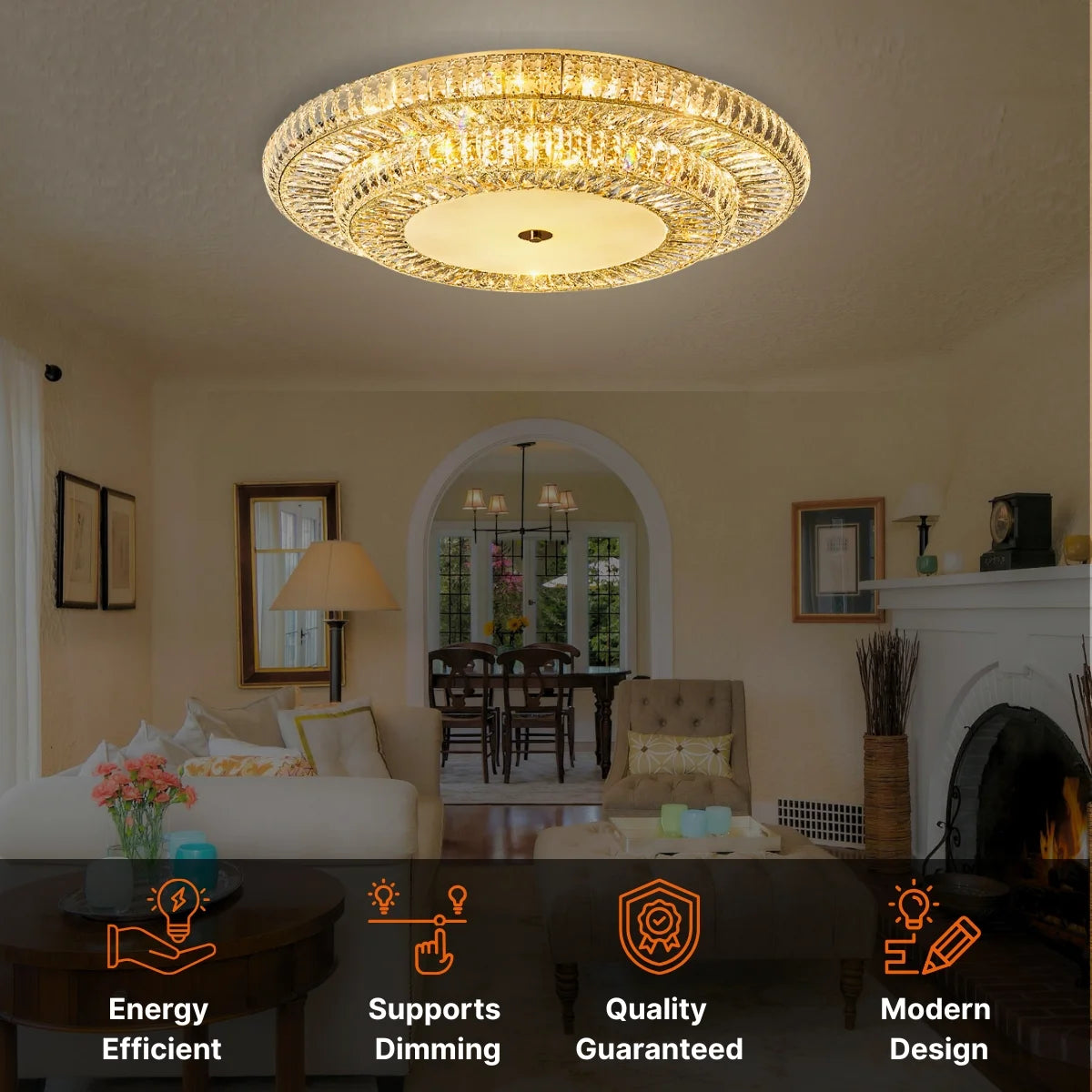 Large crystal ceiling lamp