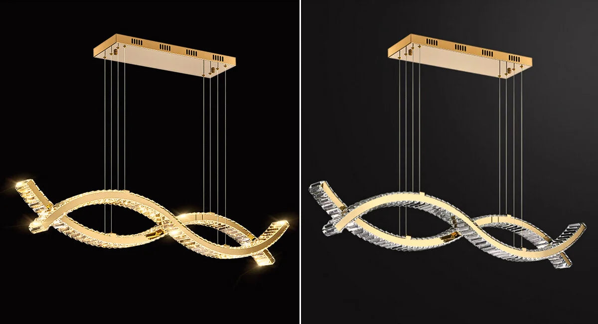 Curve Pendant Light-Luxury Dining Room Creative Crystal Hanging Lighting Fixture Real Shot