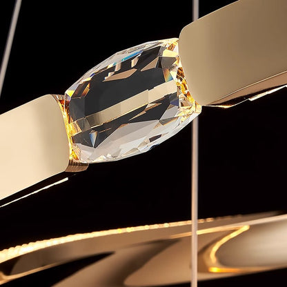 Dawn Pendant Light-Modern Dining Room LED Chandelier-Aluminum/Crystal Detail