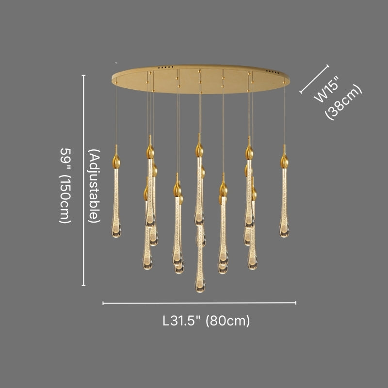 Dew Luxury Gold Crystal Chandelier for Dining Room