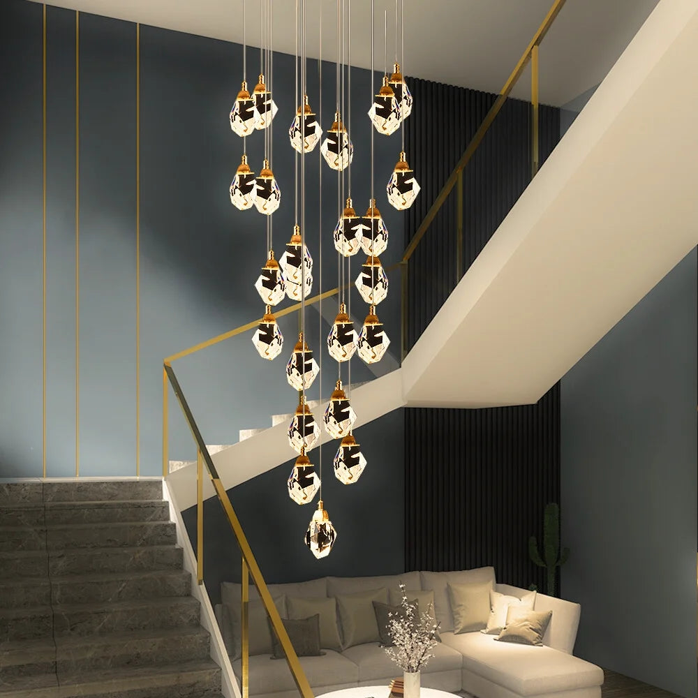 led luxury design stair chandelier
