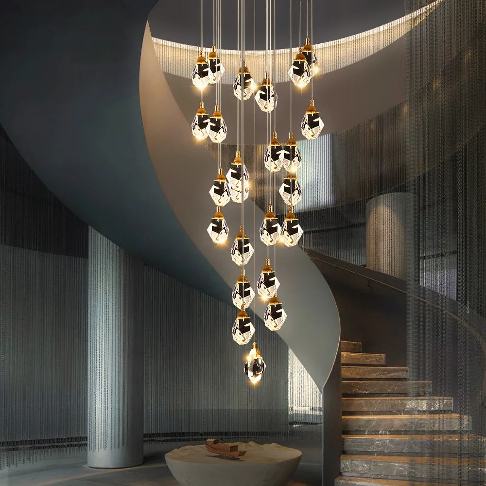 diamond crystal staircase chandelier