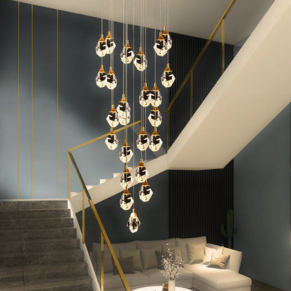 Diamond Chandelier-Large Dimmable LED Crystal Chandelier For Staircase