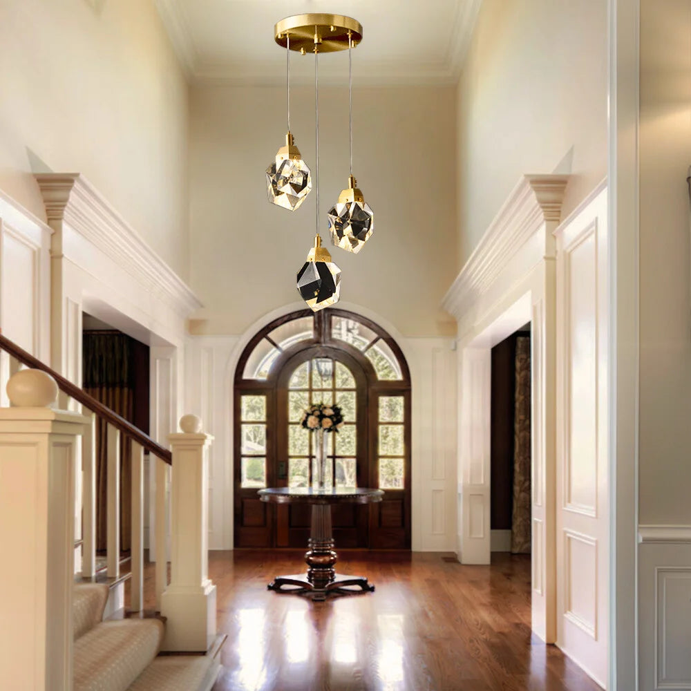Diamond Chandelier-Large Dimmable LED Crystal Chandelier For Staircase