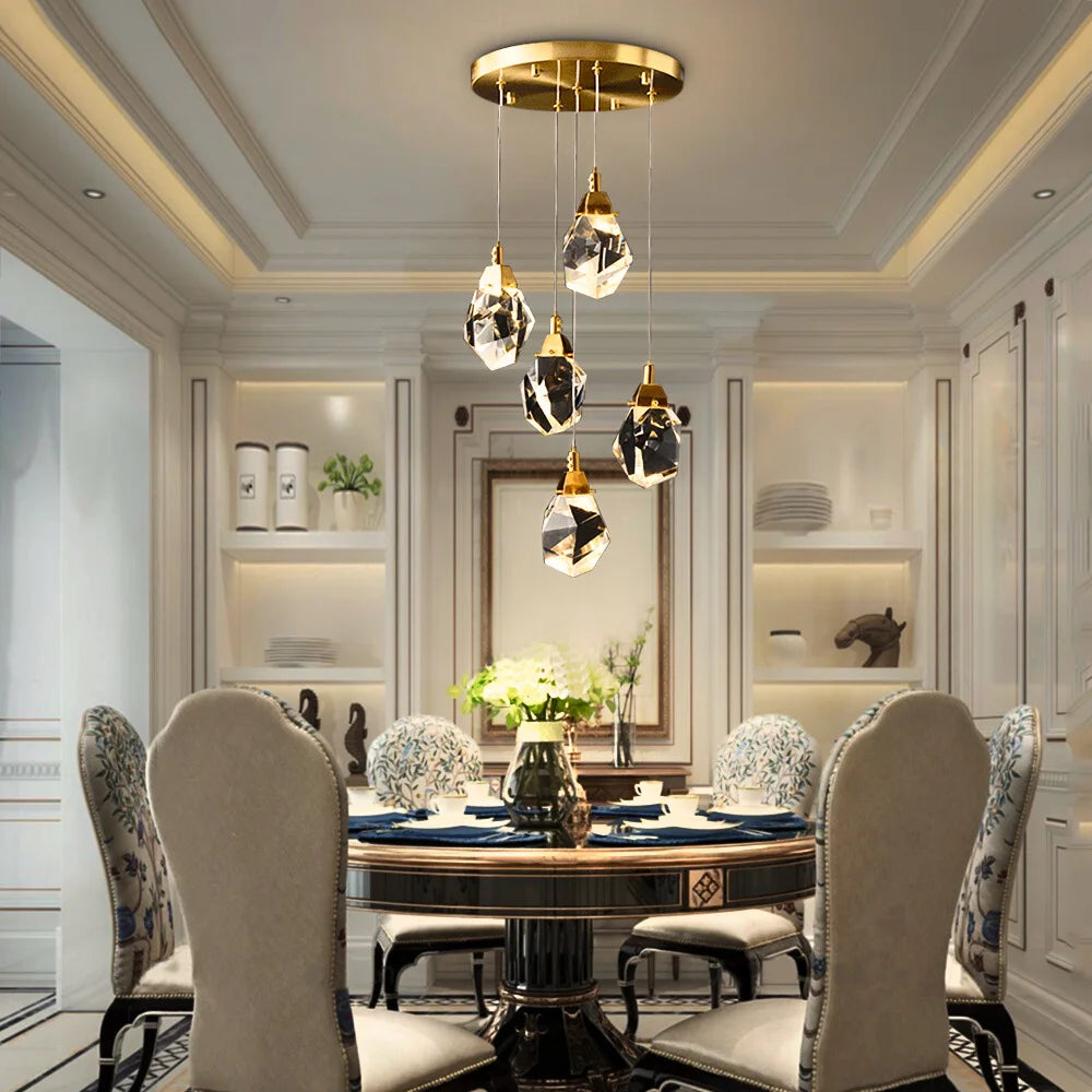 Diamond Chandelier-Large Dimmable LED Crystal Chandelier For Staircase