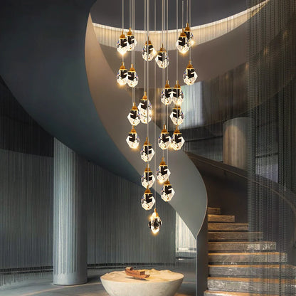Diamond Chandelier-Large Dimmable LED Crystal Chandelier For Staircase