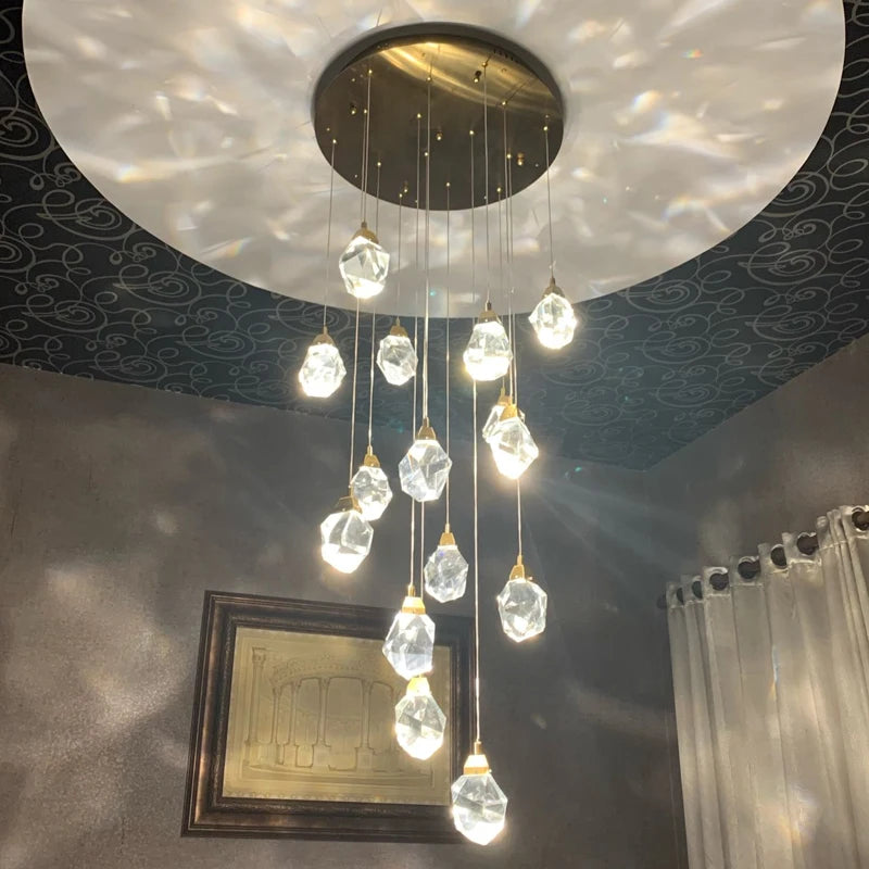 Diamond Chandelier-Large Dimmable LED Crystal Chandelier For Staircase