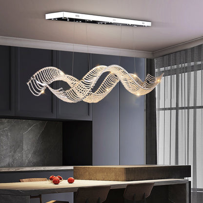 Dreamy Chandelier-Modern Large Wave Design Crystal Chandelier for Dining Room