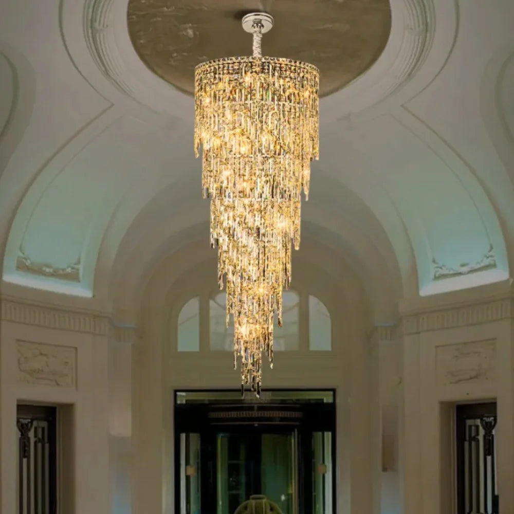 Drift Crystal Staircase Chandelier for Tall Foyers & Stairwells