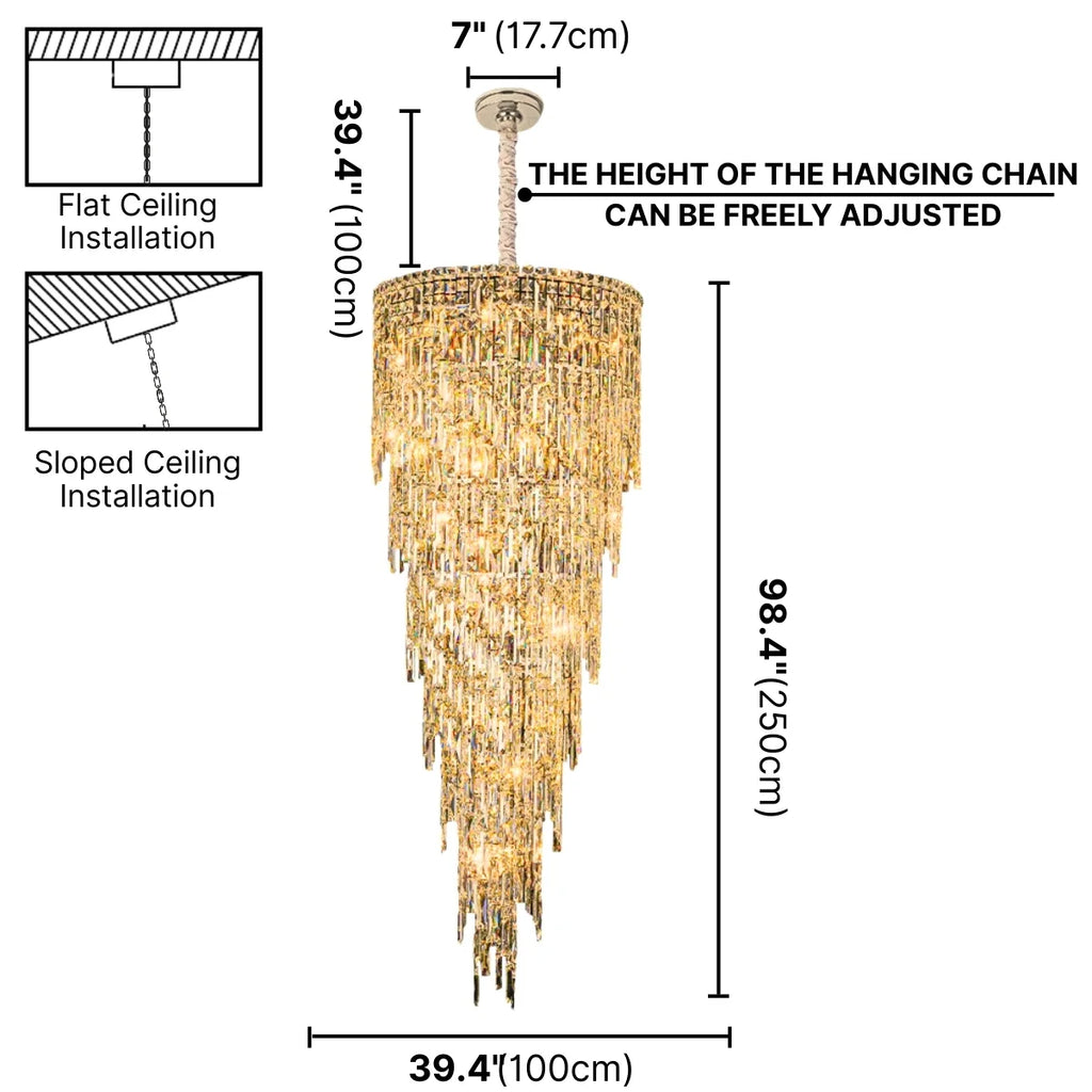 Drift Crystal Staircase Chandelier for Tall Foyers & Stairwells