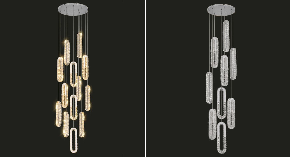 Duplex Chandelier-Large Led Gold Luxury Crystal Staircase Chandelier-Real Shot Image 1