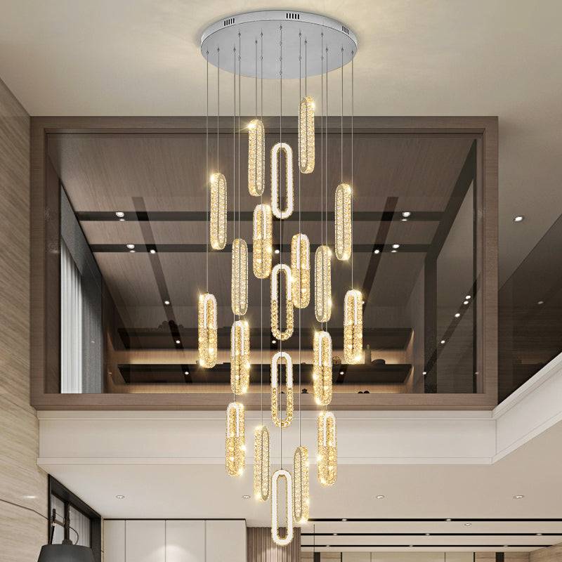 Duplex Chandelier-Large Led Gold Luxury Crystal Staircase Chandelier-Image 1