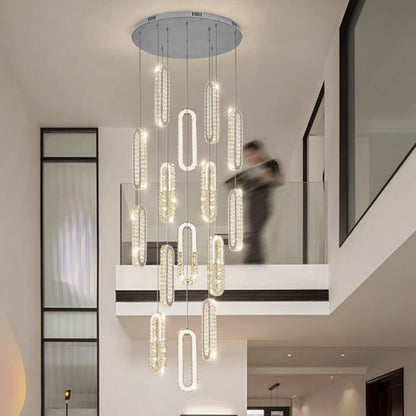 Duplex Chandelier-Large Led Gold Luxury Crystal Staircase Chandelier-Image 2