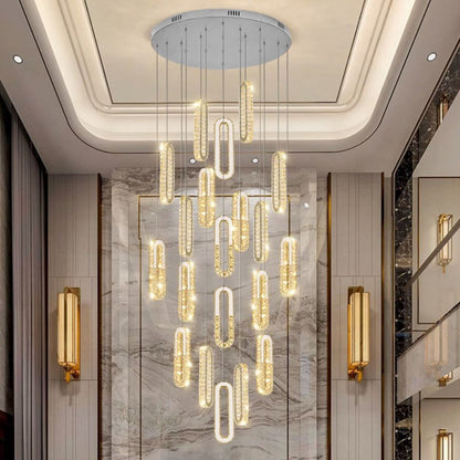 Duplex Chandelier-Large Led Gold Luxury Crystal Staircase Chandelier-Image  3