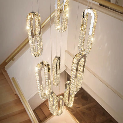 Duplex Chandelier-Large Led Gold Luxury Crystal Staircase Chandelier-Image  4