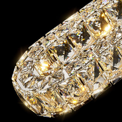 Duplex Chandelier-Large Led Gold Luxury Crystal Staircase Chandelier-Crystal Detai