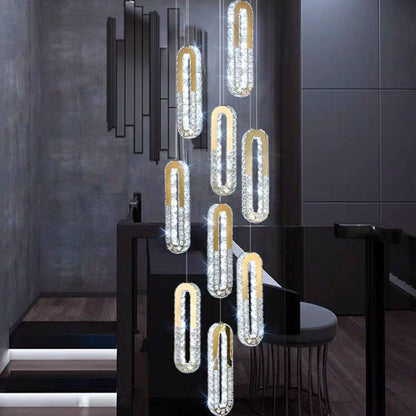 Duplex Chandelier-Large Led Gold Luxury Crystal Staircase Chandelier