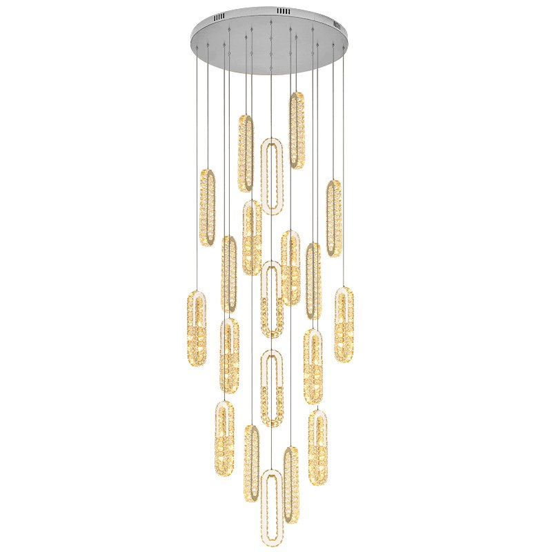 Duplex Chandelier-Large Led Gold Luxury Crystal Staircase Chandelier-Image  5