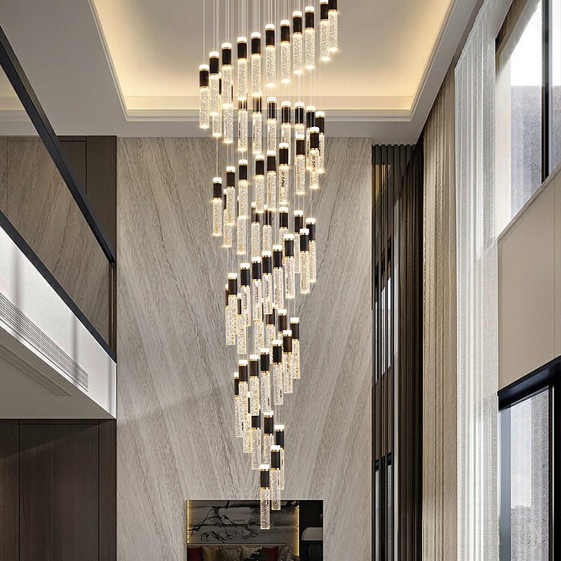 Elara Chandelier-Spiral Dsign Modern Chandelier With High Ceiling Entrance