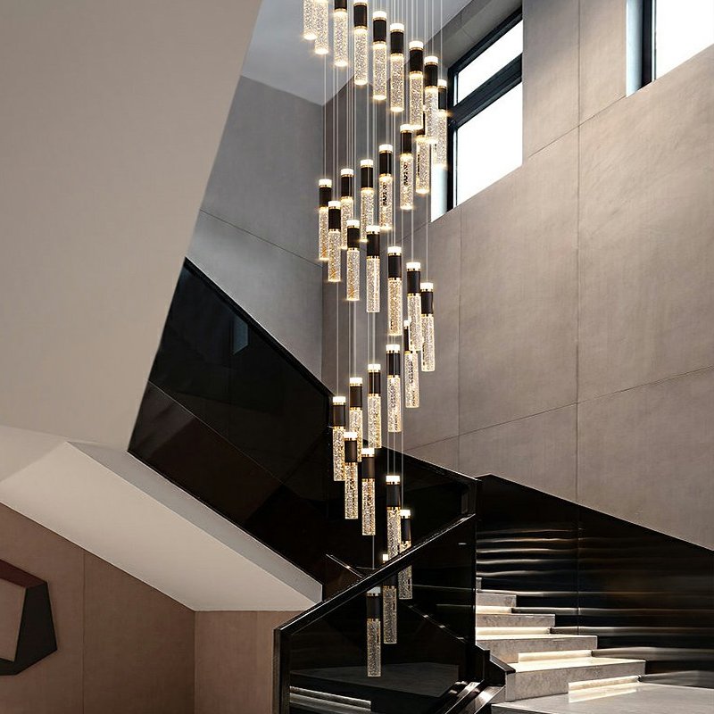 Elara Chandelier-Spiral Dsign Modern Chandelier With High Ceiling Entrance
